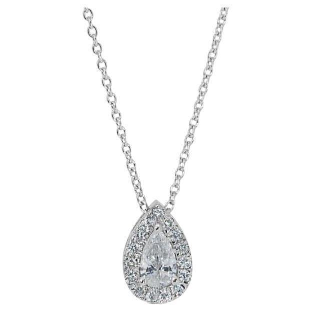 Elegant 0.7ct Pear Diamond Necklace in Radiant 18K White Gold For Sale