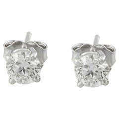 Elegant 0.80 Carat Natural Diamond Stud Earrings In 14 Karat White Gold 