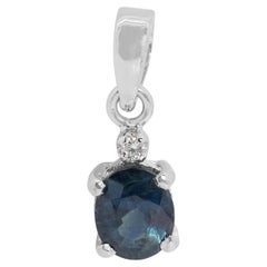 Elegant 0.80 carat Sapphire Pendant w/ Natural Diamond - (Chain not Included)