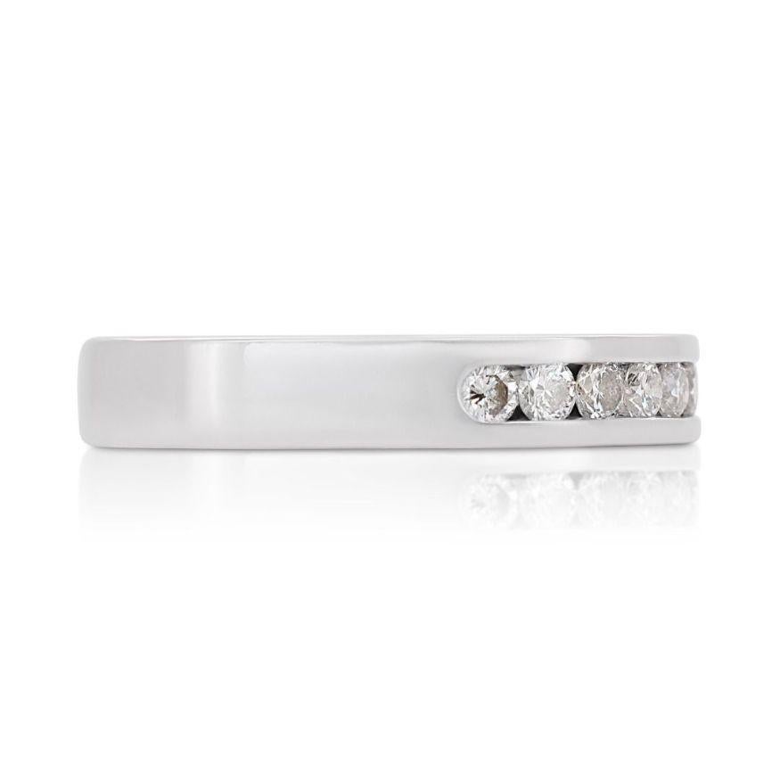 Round Cut Elegant 0.80ct Half Eternity Ring set in gleaming Platinum For Sale