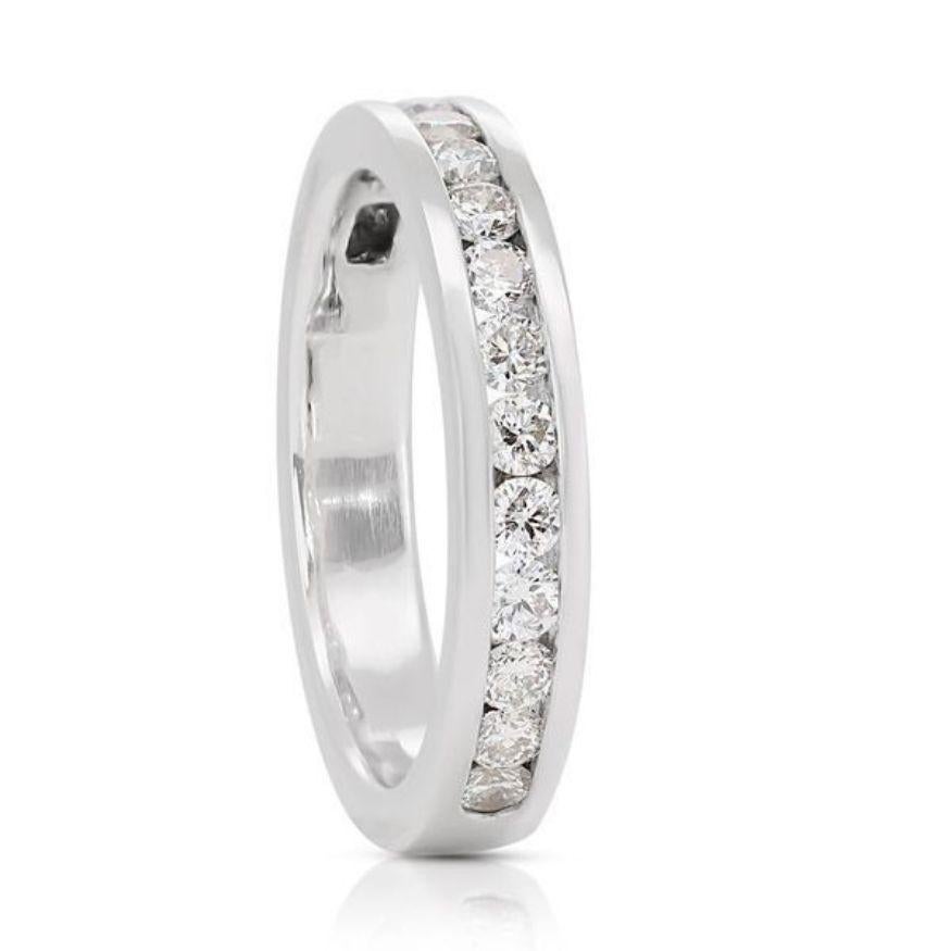 Elegant 0.80ct Half Eternity Ring set in gleaming Platinum In New Condition For Sale In רמת גן, IL