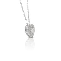 Elegante 0,80ct herzförmige Diamant-Halo-Halskette in 18k Weißgold - GIA zertifiziert