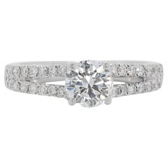 Elegant 0.82 carat Natural Diamond Pave Ring in 18K White Gold