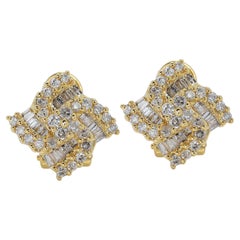 Élégantes boucles d'oreilles en or jaune 18 carats et diamants 0,84 carat