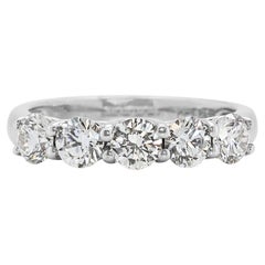 Elegant 0.85ct Diamonds 5-Stone Ring in 18k White Gold
