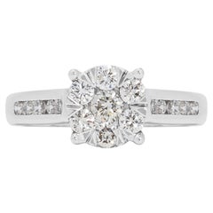 Elegant 0.86ct Diamonds Pave Ring in 18k White Gold