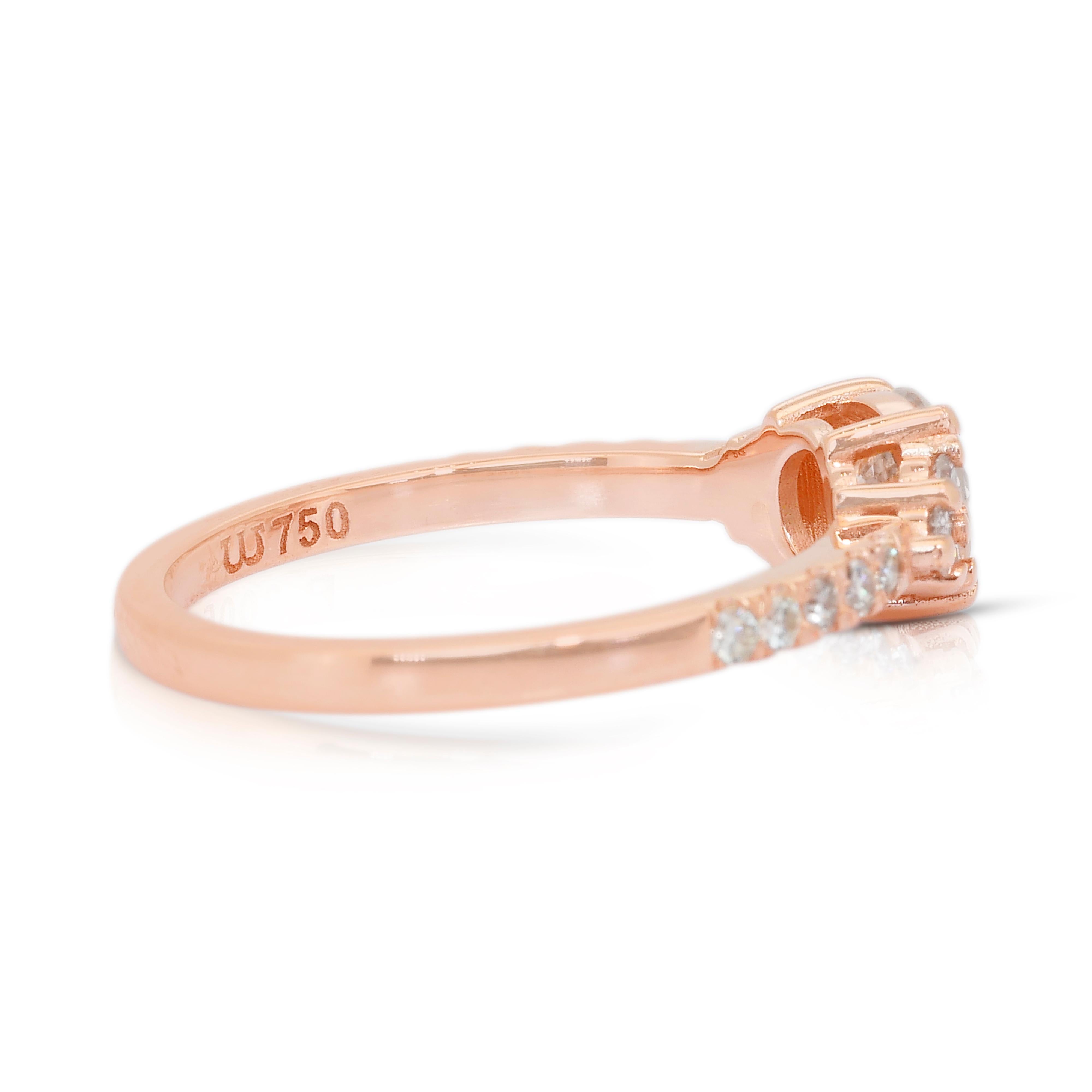 Elegante anello con pavé di diamanti da 0,88 carati in oro rosa 18k - Certificato IGI In condizioni Nuovo in vendita a רמת גן, IL