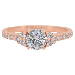 Elegant 0.88ct Diamonds Pave Ring in 18k Rose Gold - IGI Certified