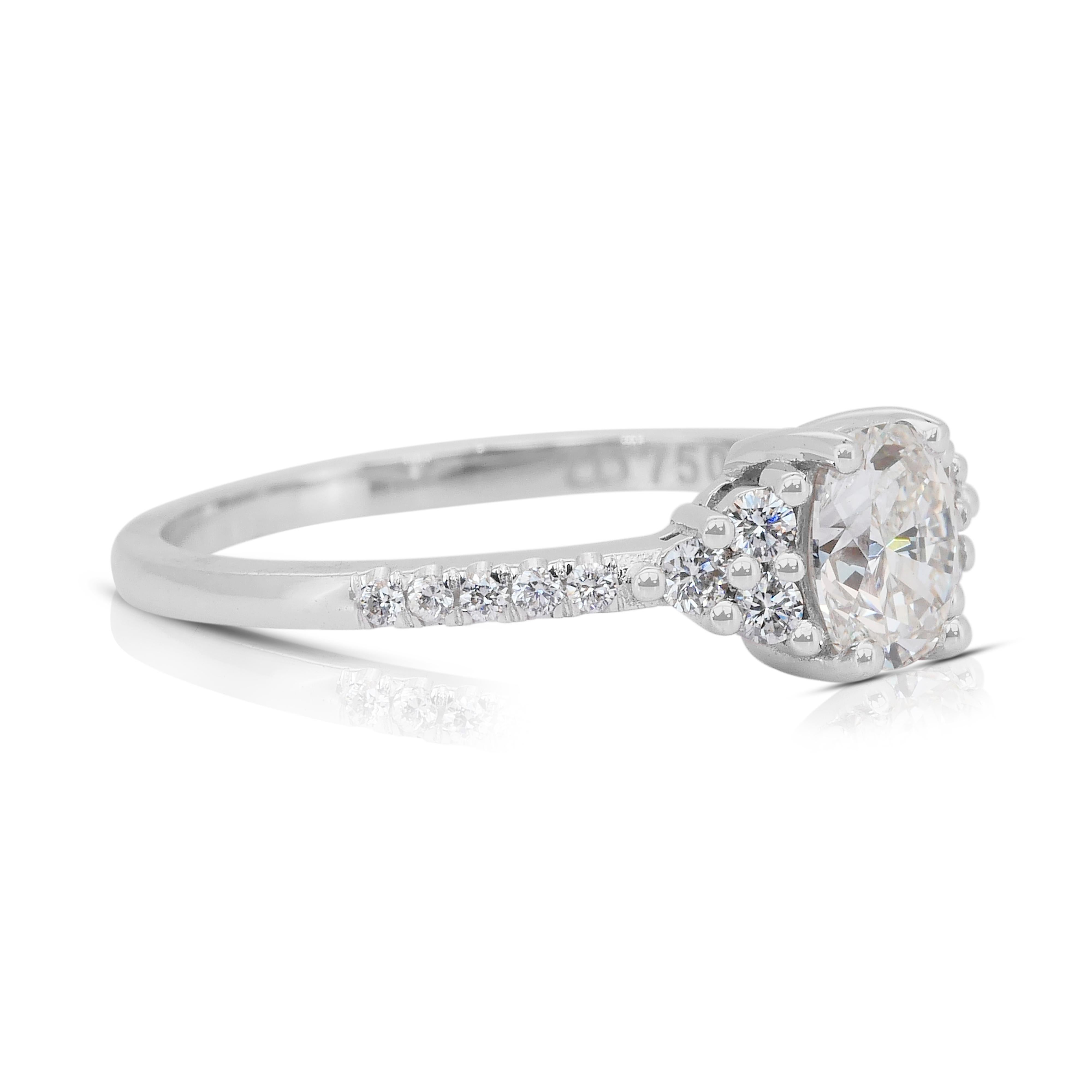 Anello Eleg con pavé di diamanti da 0,89 carati in oro bianco 18 carati - Certificato IGI In condizioni Nuovo in vendita a רמת גן, IL