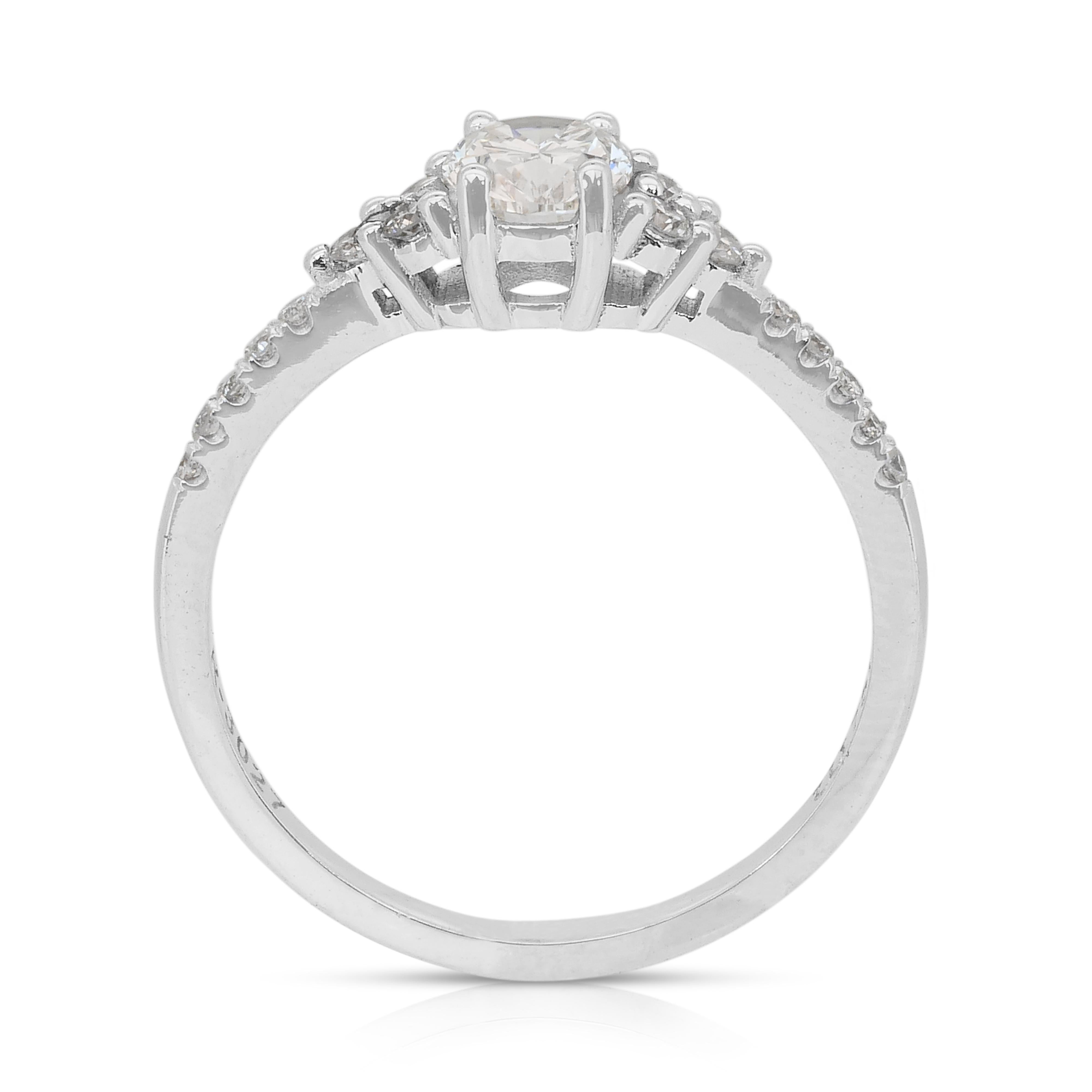 Anello Eleg con pavé di diamanti da 0,89 carati in oro bianco 18 carati - Certificato IGI in vendita 4