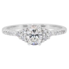 Elegant 0.89ct Diamonds Pave Ring en or blanc 18k - IGI Certified