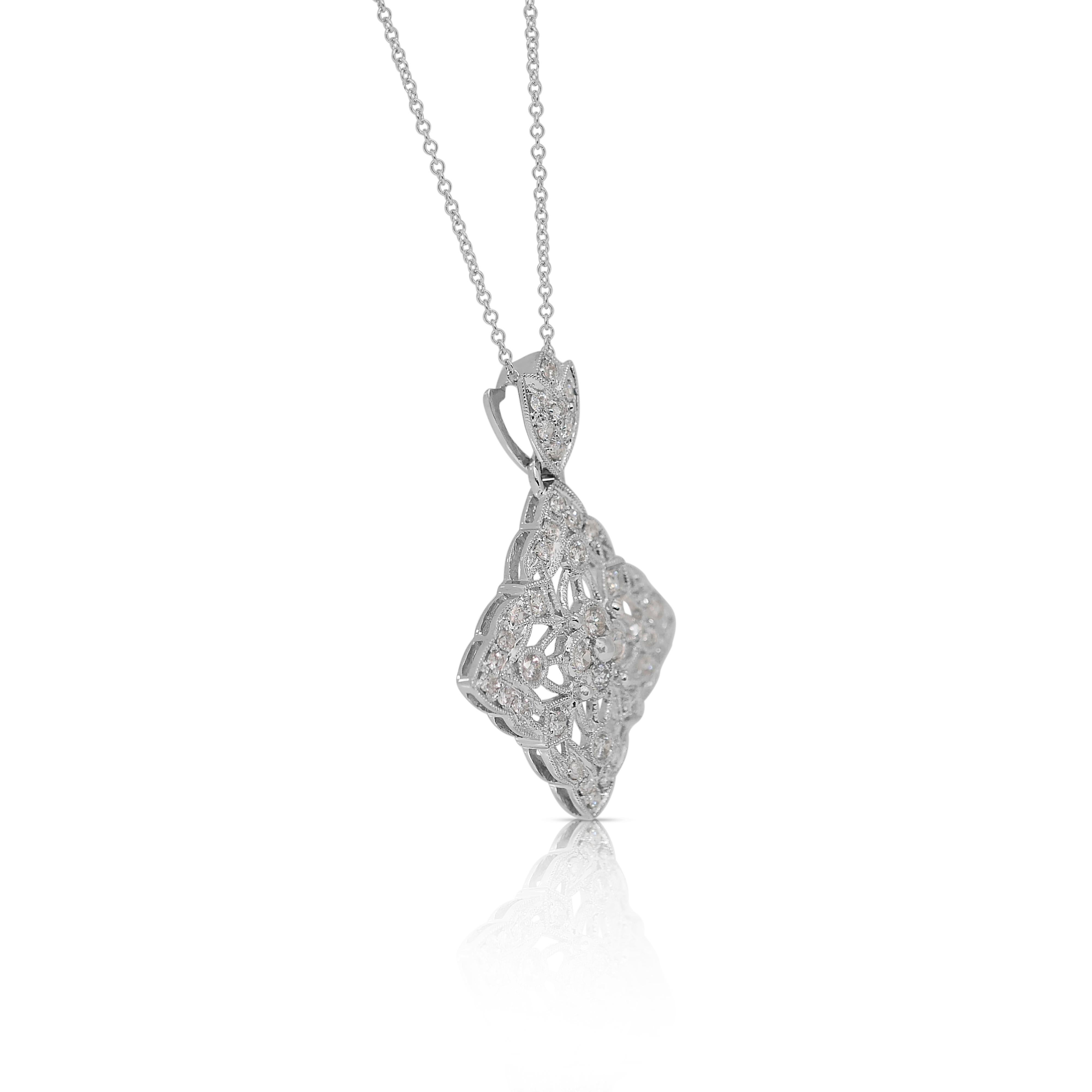 Elegant 0.91ct Diamonds Necklace with Pendant in 18k White Gold - IGI Certified 1