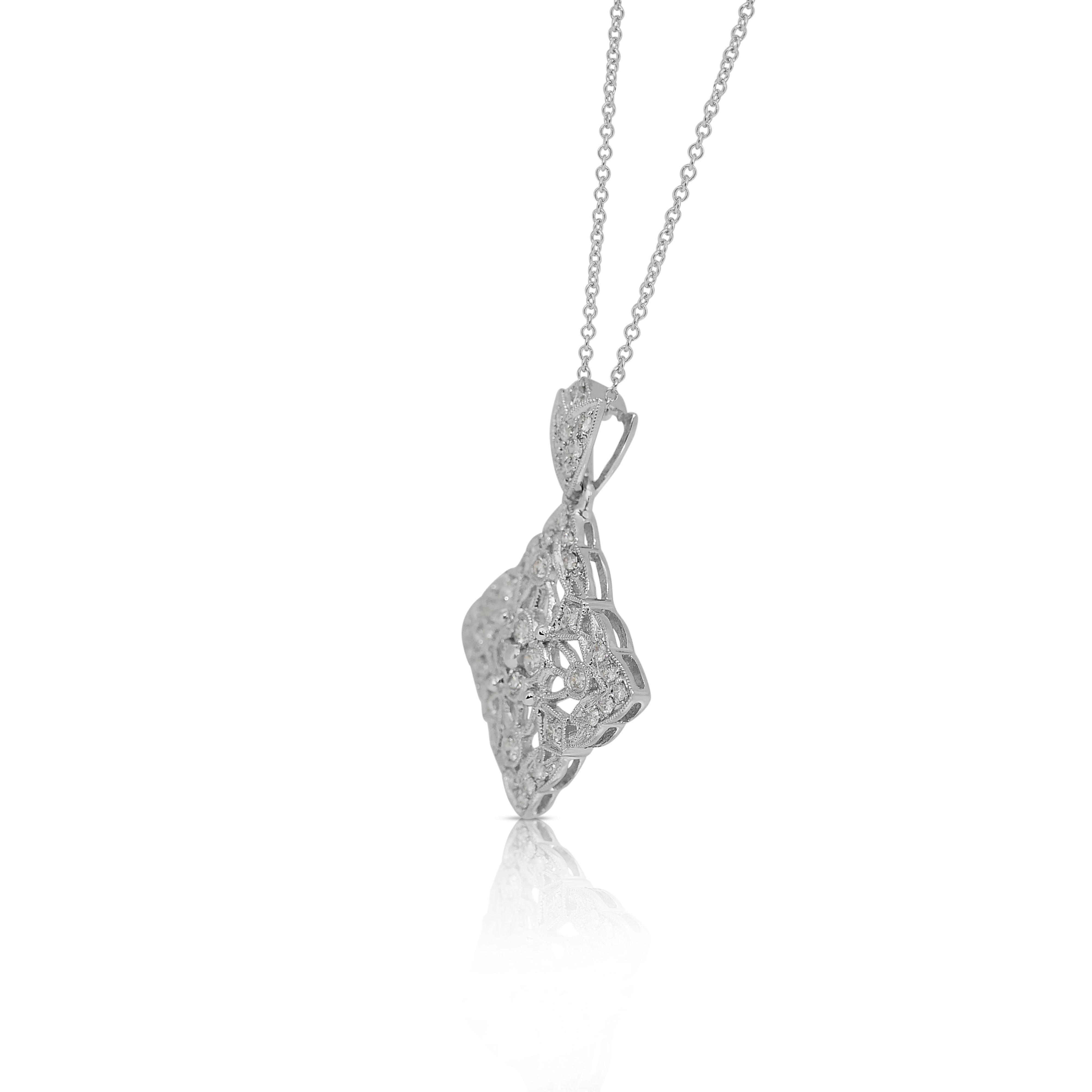 Elegant 0.91ct Diamonds Necklace with Pendant in 18k White Gold - IGI Certified 3