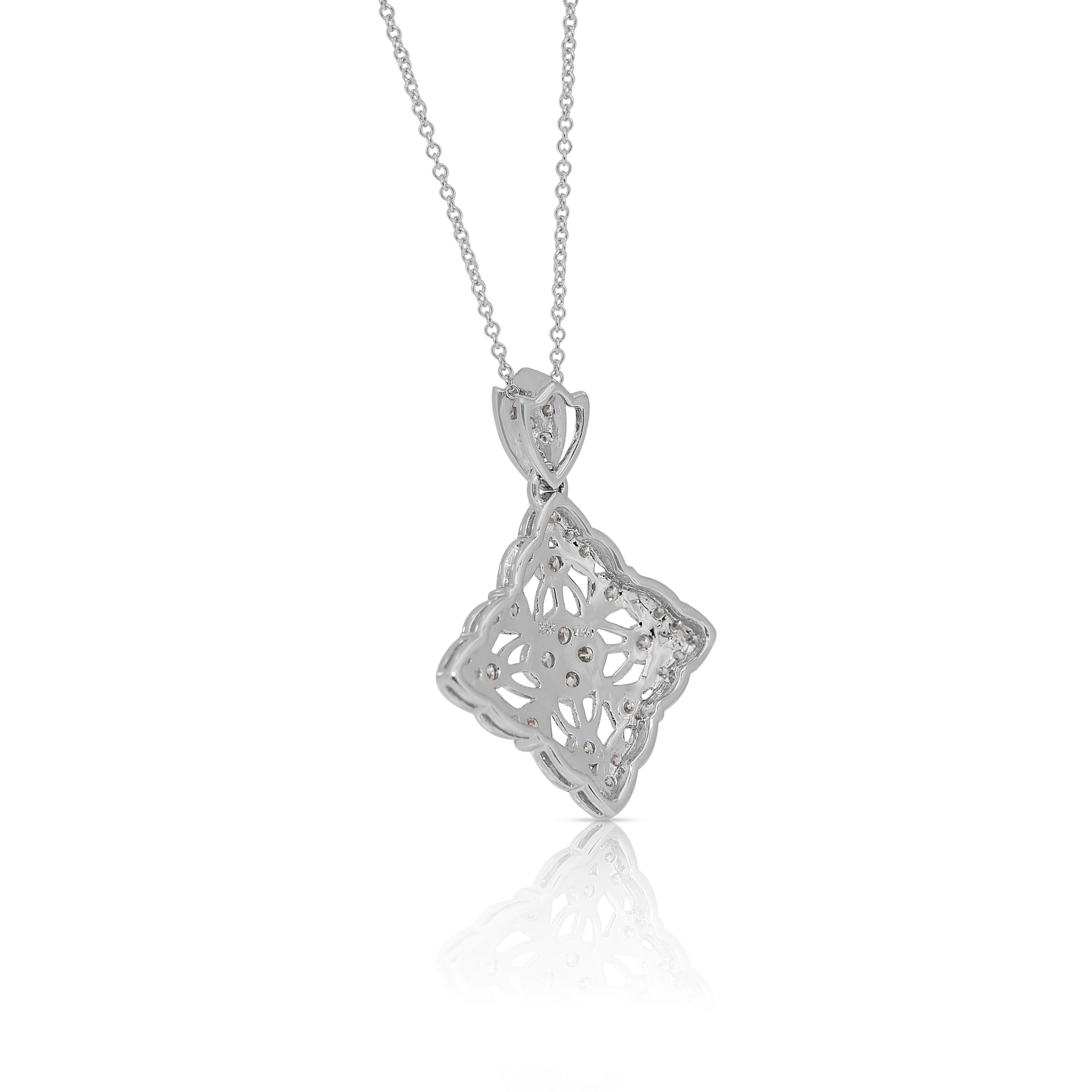 Elegant 0.91ct Diamonds Necklace with Pendant in 18k White Gold - IGI Certified 4
