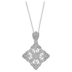 Elegant 0.91ct Diamonds Necklace with Pendant in 18k White Gold - IGI Certified