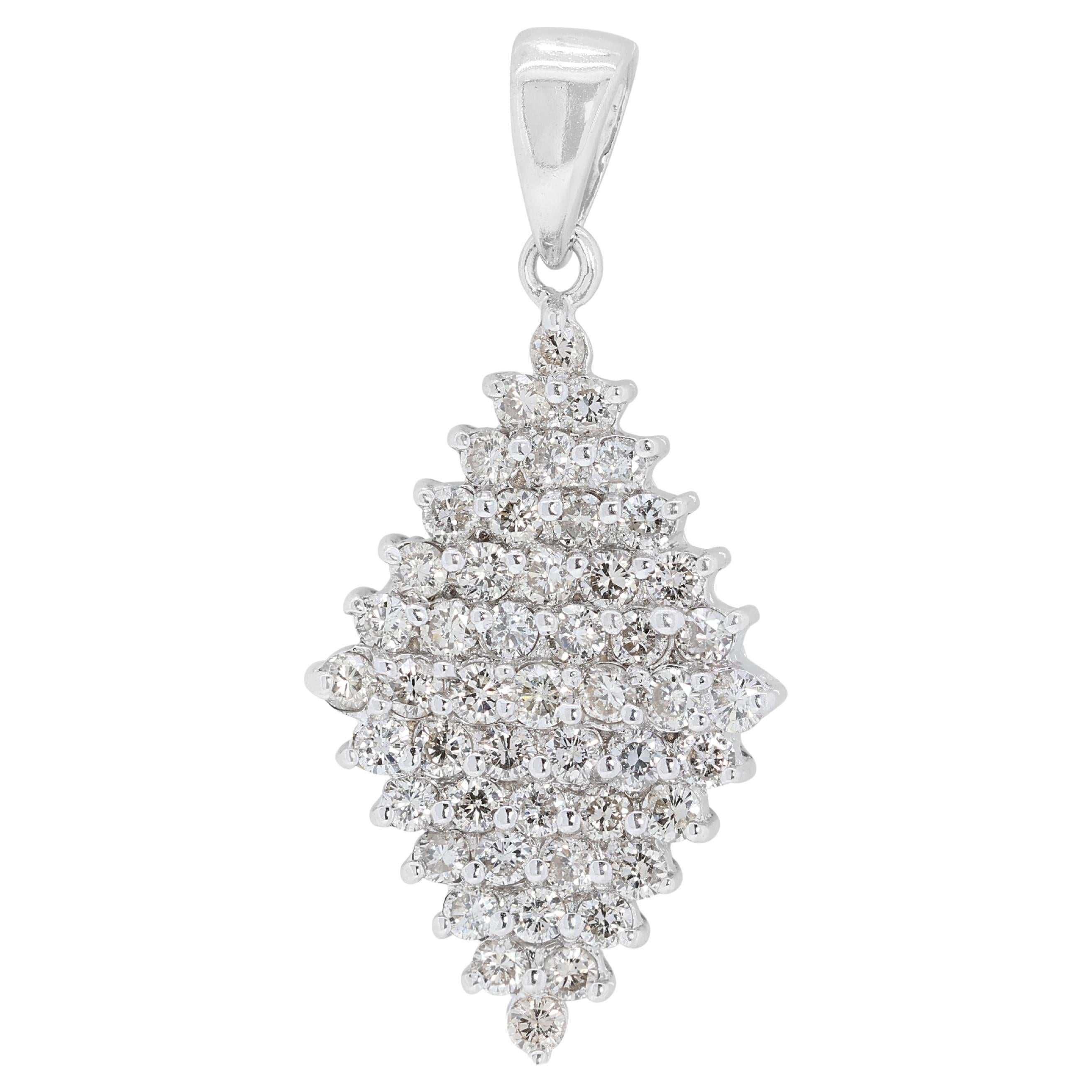 Elegant 1 carat & 25 points Diamond Pendant in 18K White Gold - Pendant Only