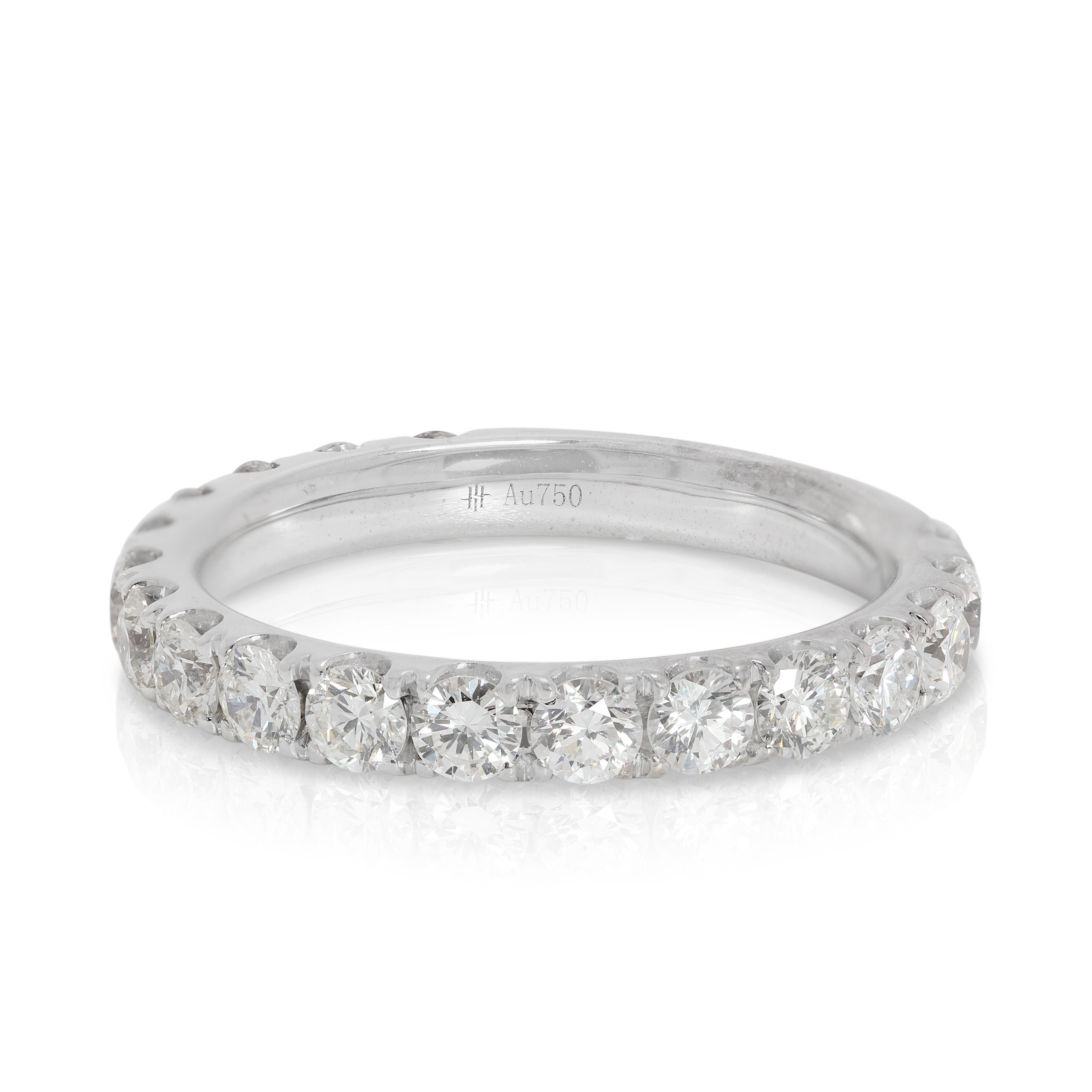 Women's Elegant 1 carat & 8 points Natural Diamond Half Eternity Ring in 18K White Gold