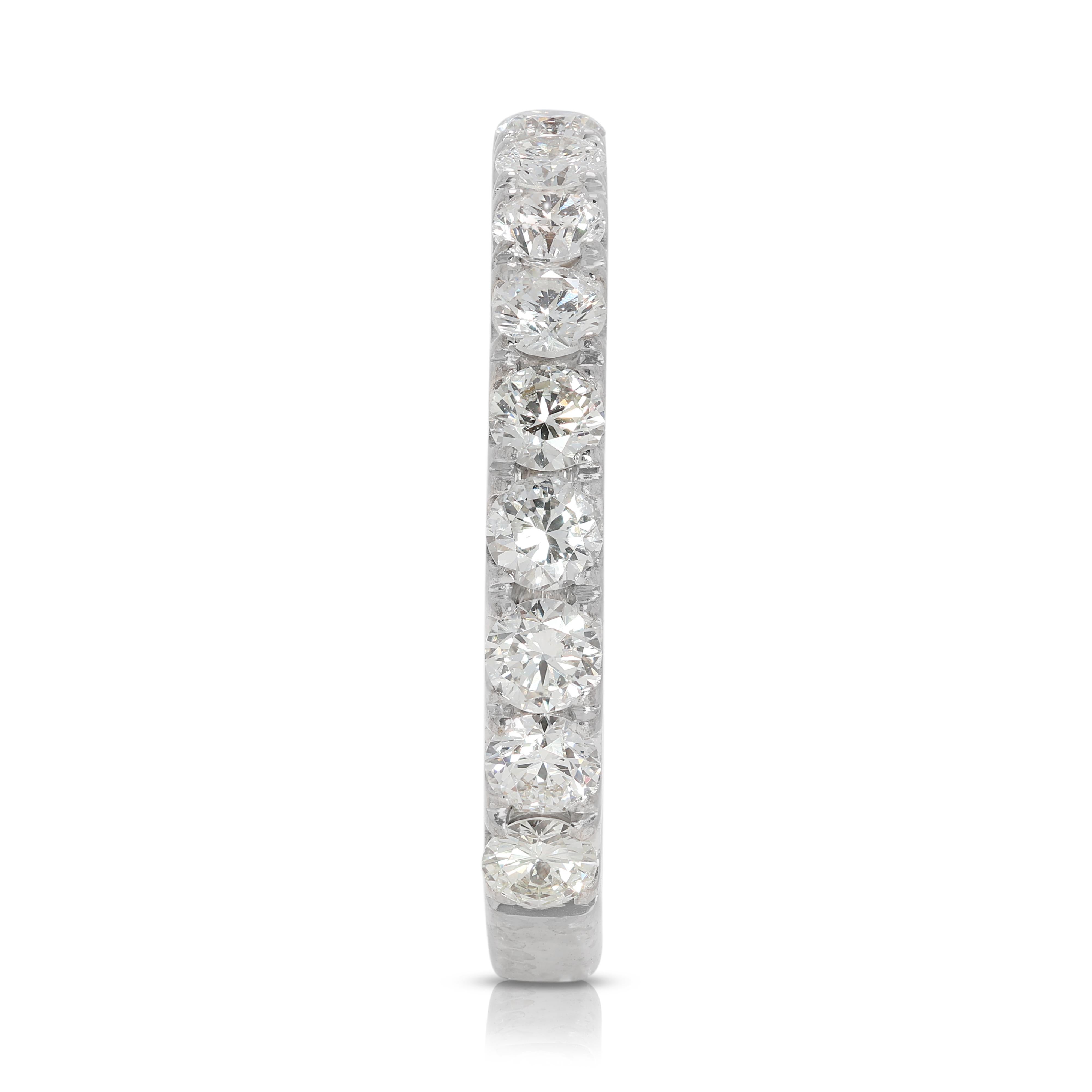 Elegant 1 carat & 8 points Natural Diamond Half Eternity Ring in 18K White Gold 1