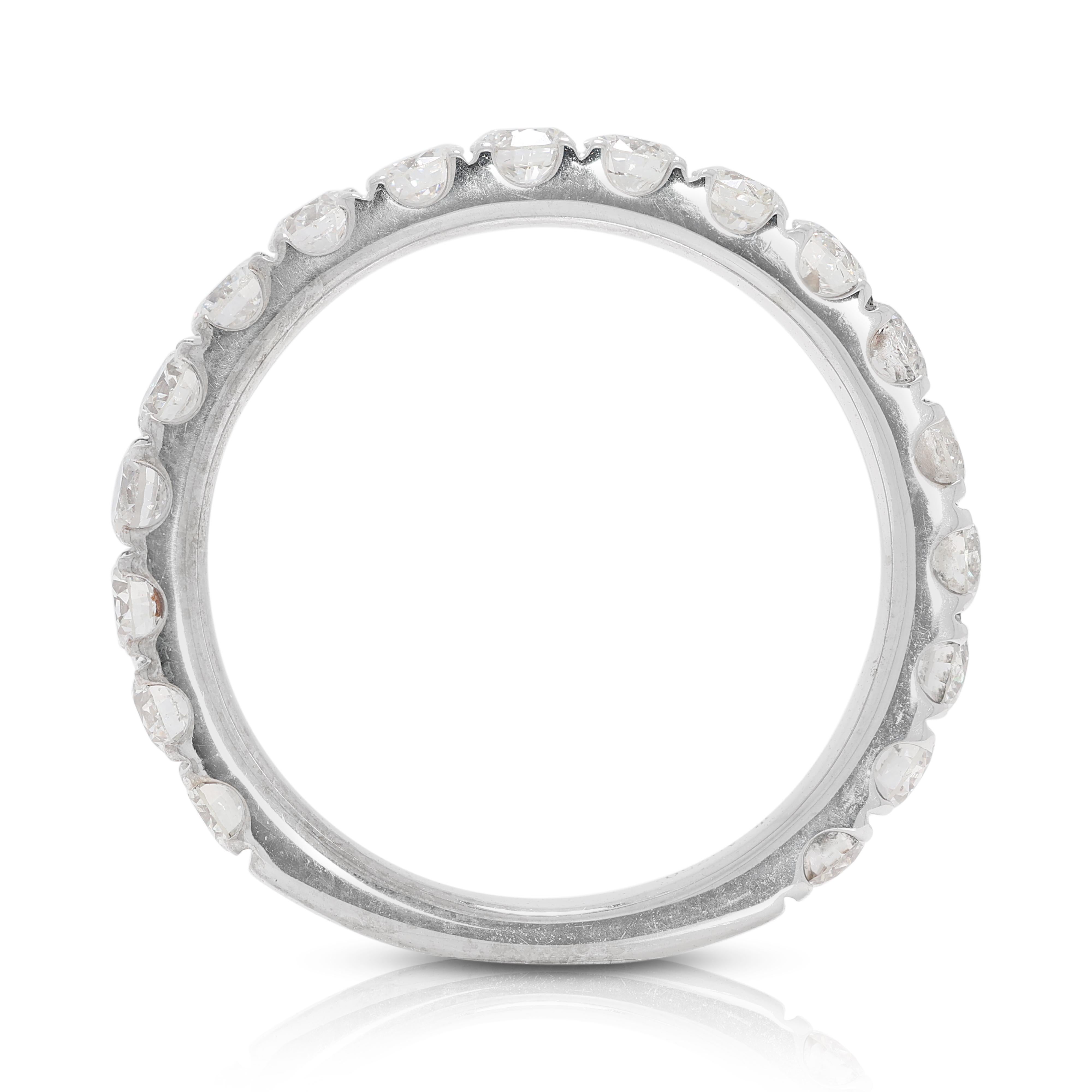 Elegant 1 carat & 8 points Natural Diamond Half Eternity Ring in 18K White Gold 2