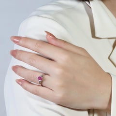 Elegant 1 carat and 27 points Sapphire & Natural Diamond Ring in 18K White Gold