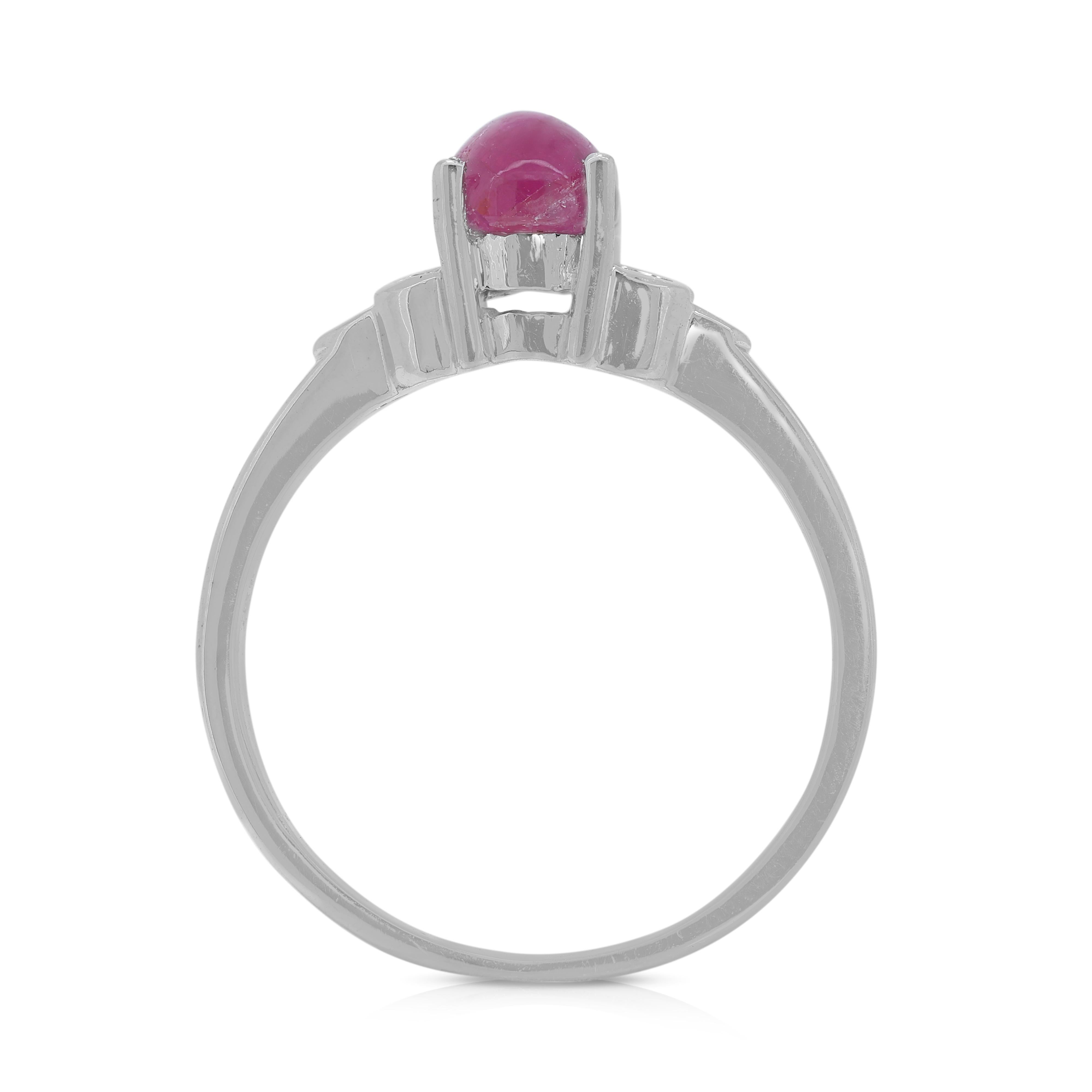 Eleganter Ring aus 18 Karat Weißgold mit 1 Karat Saphir und 27 Punkten Saphir und natürlichem Diamant im Angebot 2