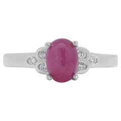Elegant 1 carat and 27 points Sapphire & Natural Diamond Ring in 18K White Gold
