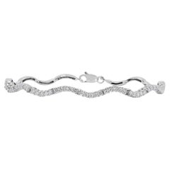 Elegant 1 Carat Natural Diamond Bracelet in 18K White Gold