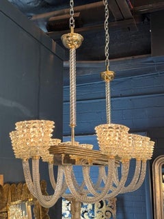 Elegant 10 Arm "Rostrado" Murano Glass Chandelier After Barovier