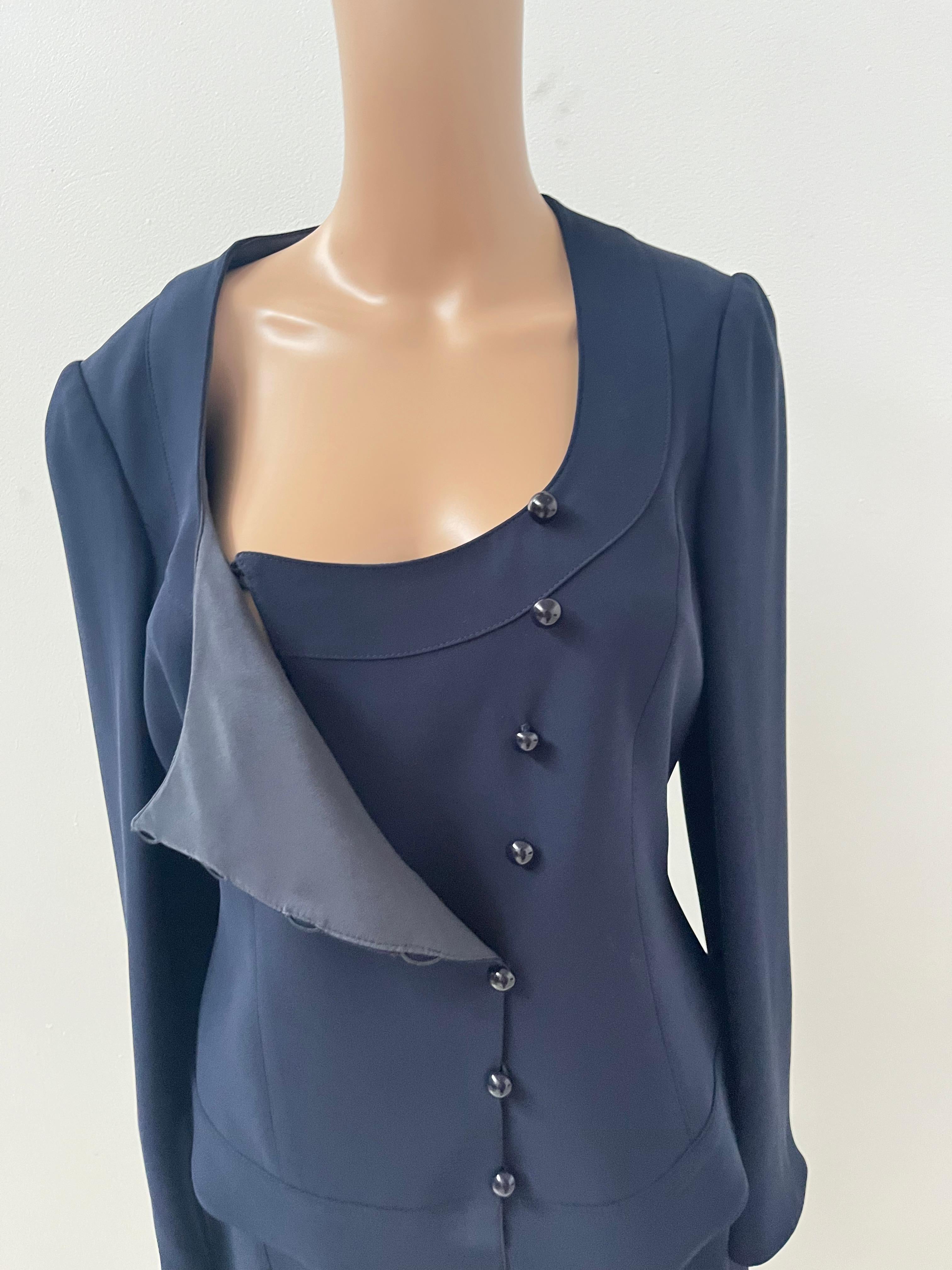 De las mujeres Elegant 100% Silk Navy Blue Suit by Armani Collezioni - No import duty! en venta