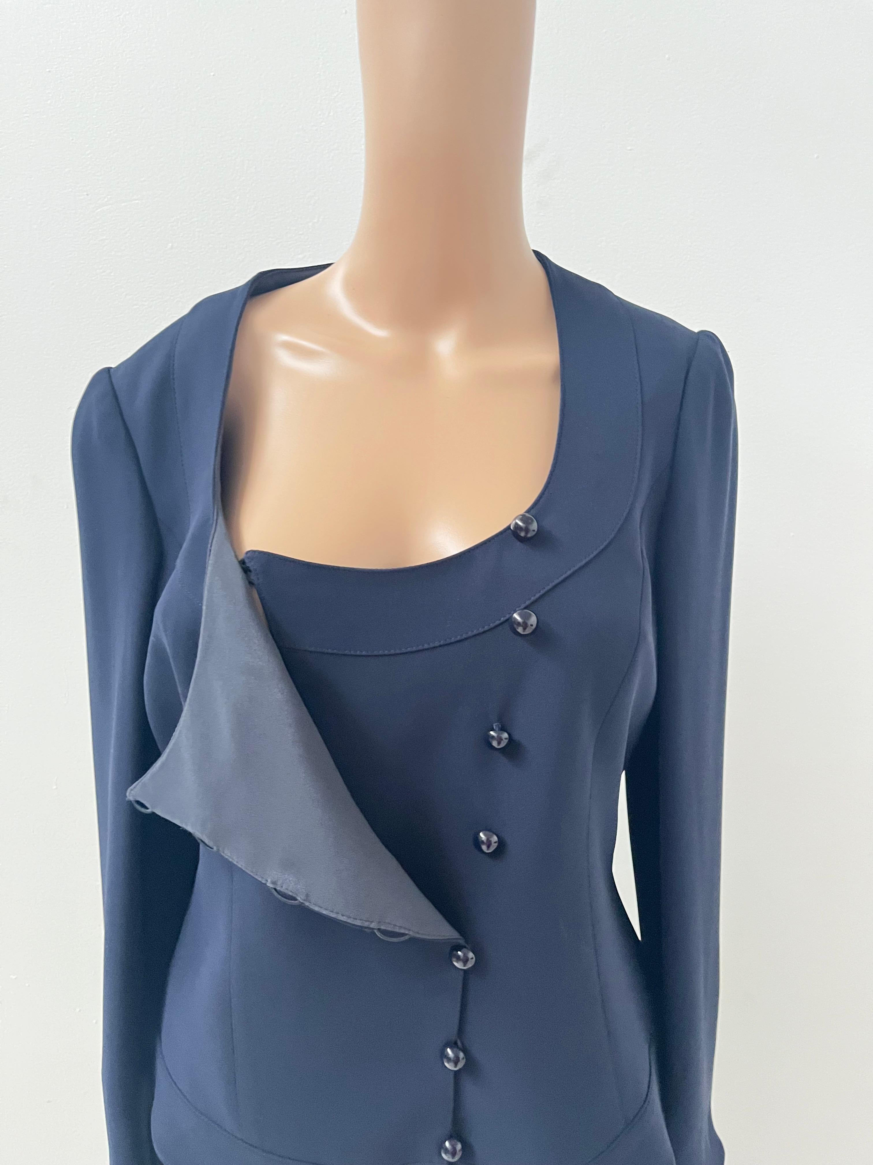 Elegant 100% Silk Navy Blue Suit by Armani Collezioni - No import duty! en venta 1