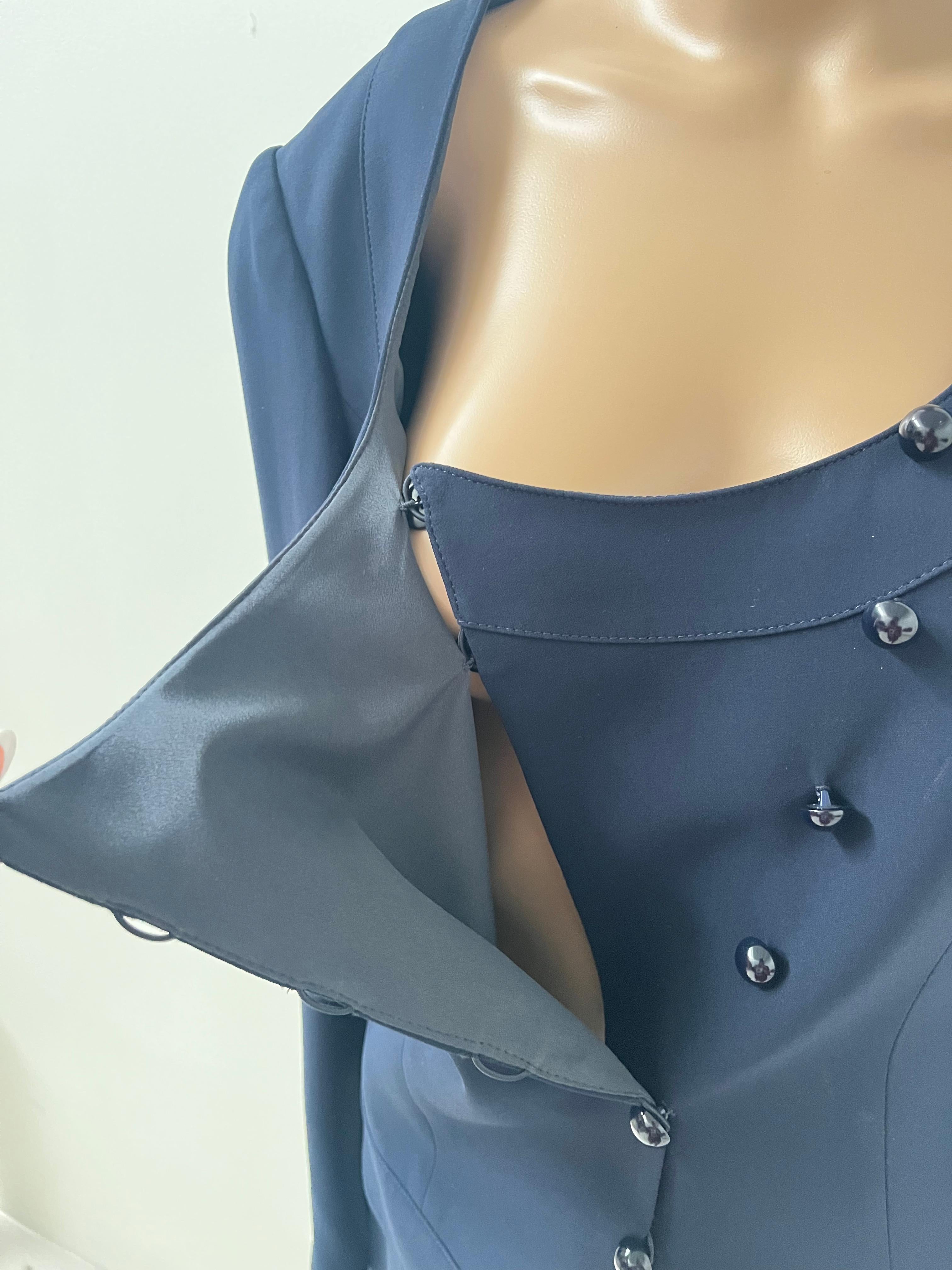 Elegant 100% Silk Navy Blue Suit by Armani Collezioni - No import duty! en venta 3