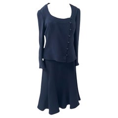 Elegant 100% Silk Navy Blue Suit by Armani Collezioni - No import duty!