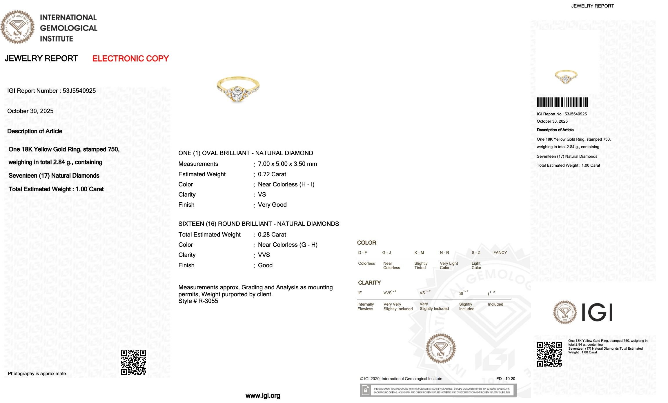 Donna Anello Eleg con 1,00ct di diamanti in oro giallo 18k - Certificato IGI in vendita