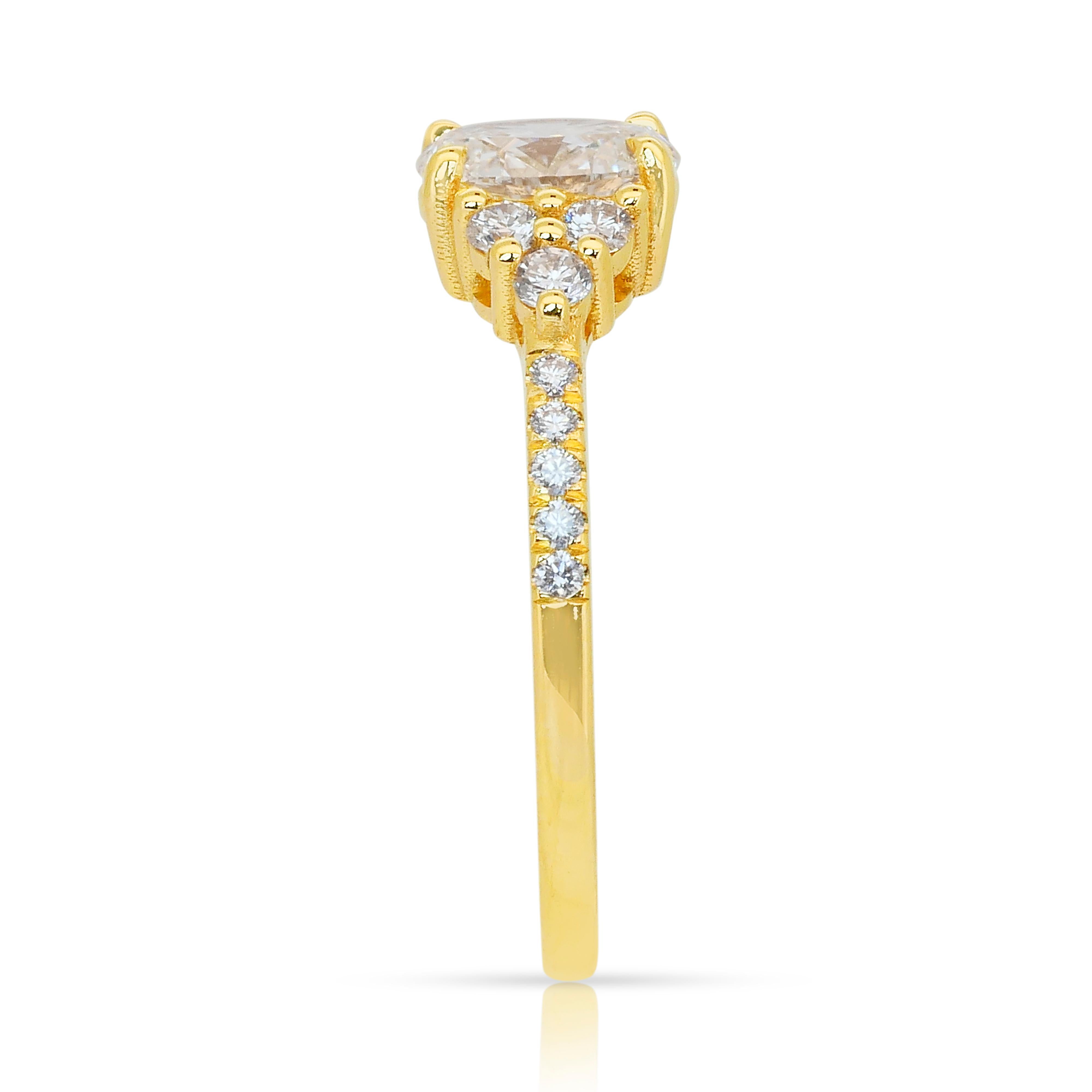 Anello Eleg con 1,00ct di diamanti in oro giallo 18k - Certificato IGI in vendita 1