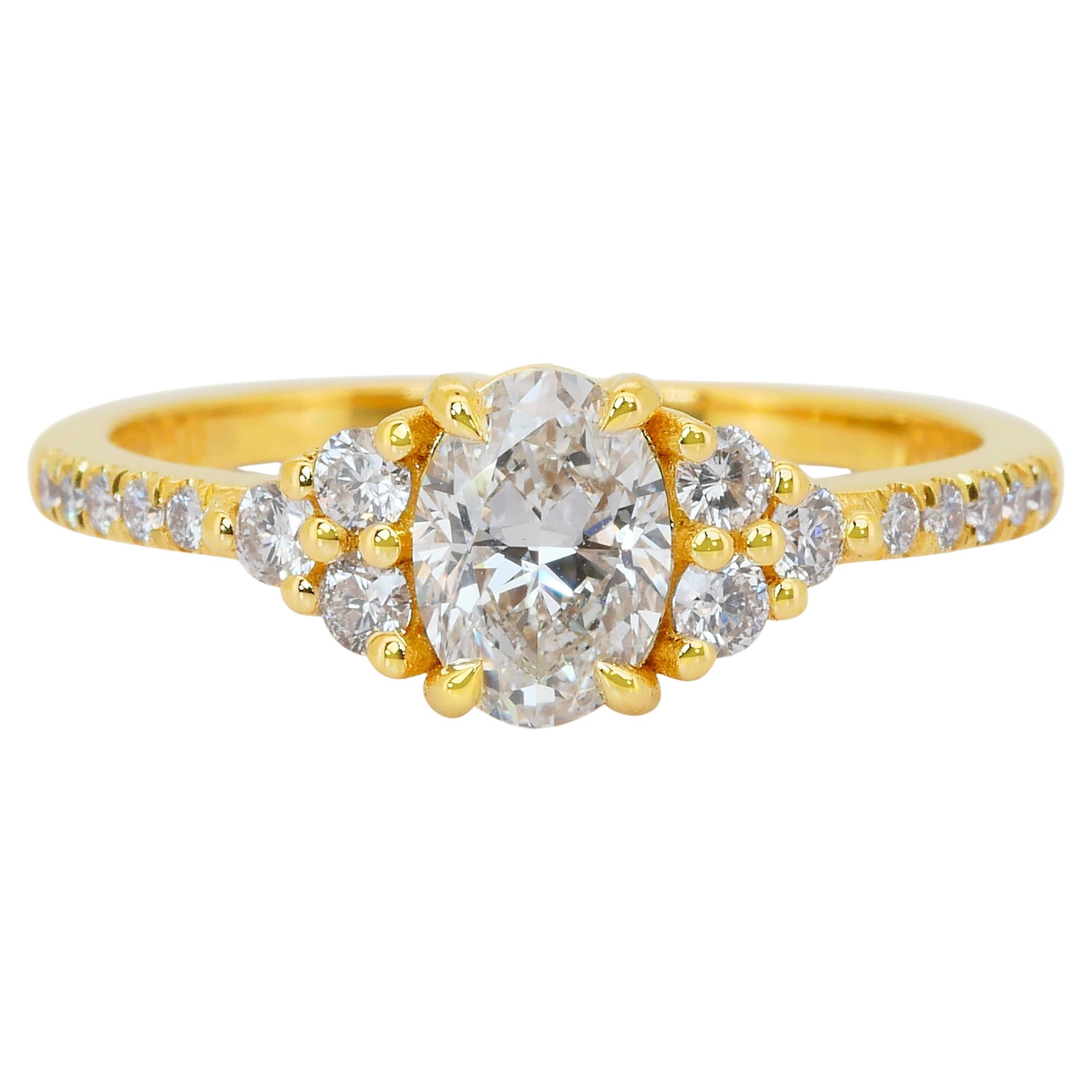 Elegant 1.00ct Diamonds Ring in 18k Yellow Gold - IGI Certified