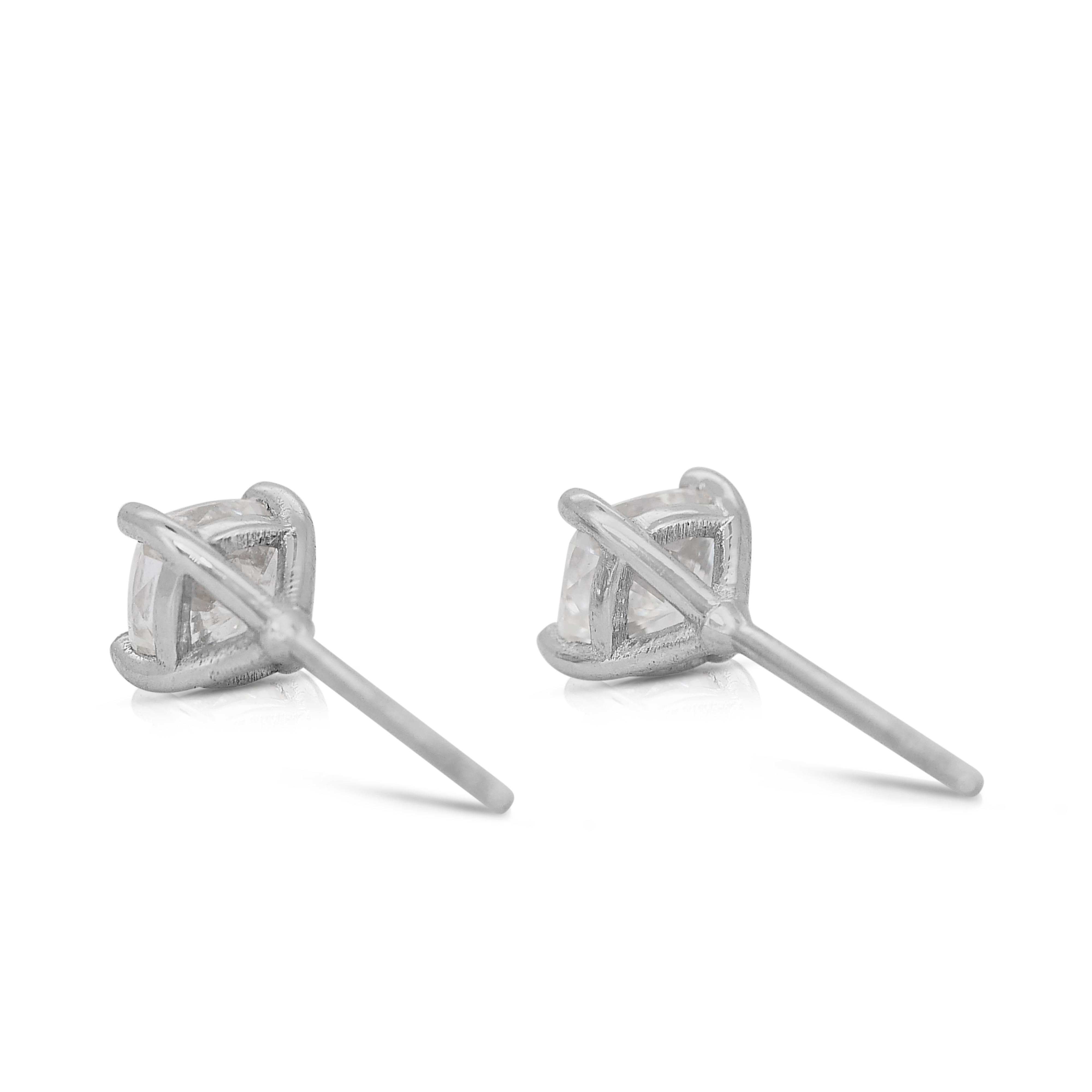 Elegant 1.00ct Diamonds Stud Earrings in 18k White Gold - GCI Certified 2