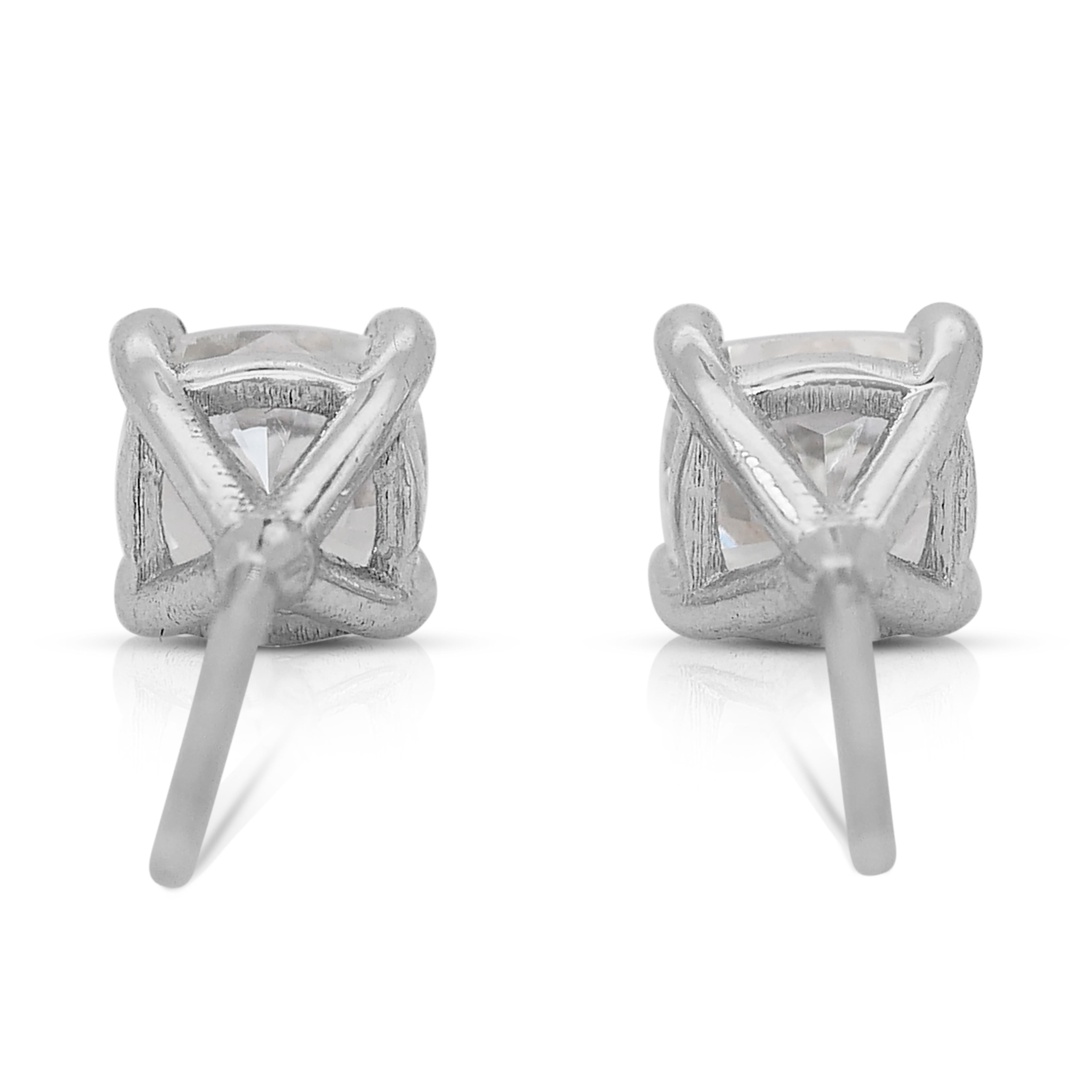Elegant 1.00ct Diamonds Stud Earrings in 18k White Gold - GCI Certified 3