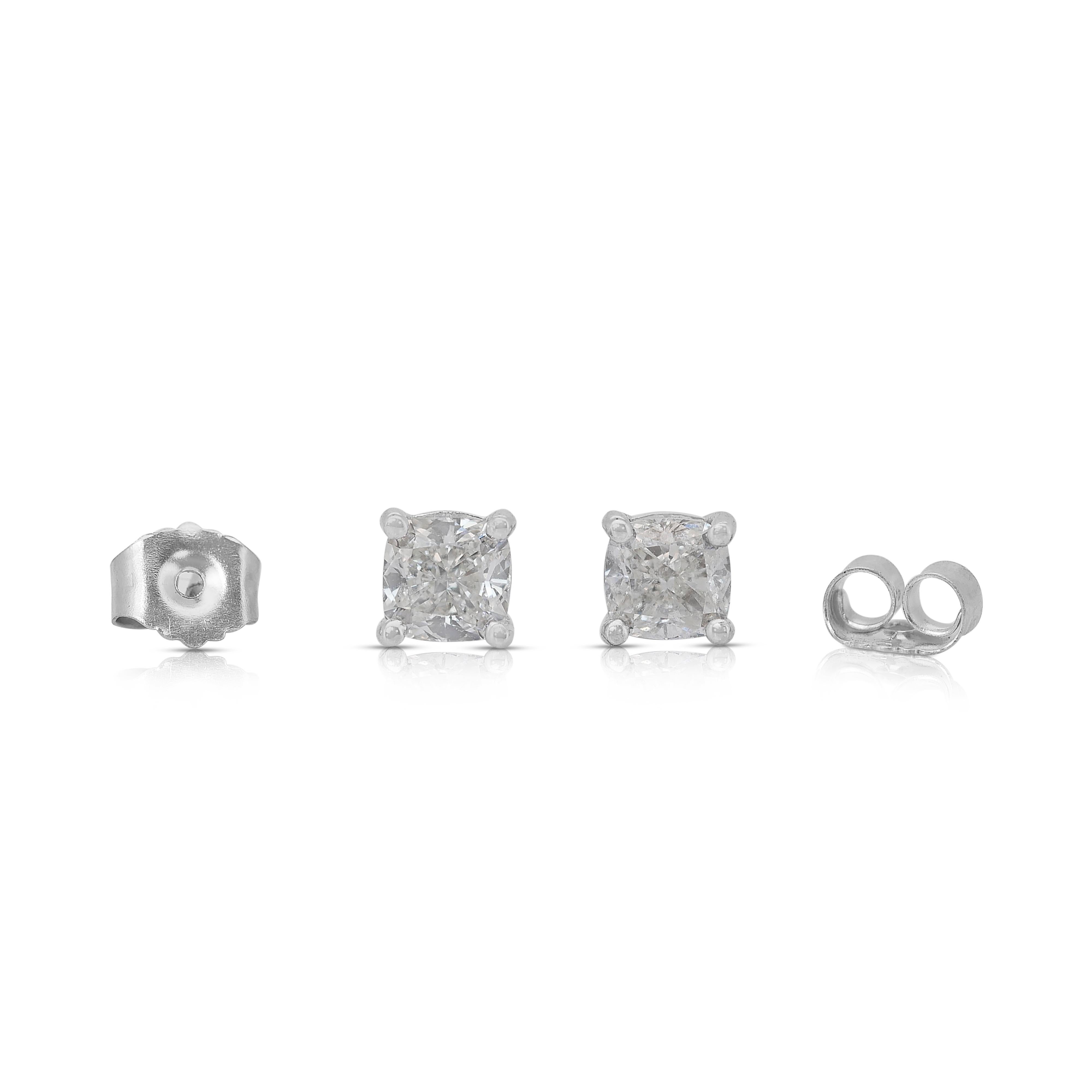 Elegant 1.00ct Diamonds Stud Earrings in 18k White Gold - GCI Certified 4