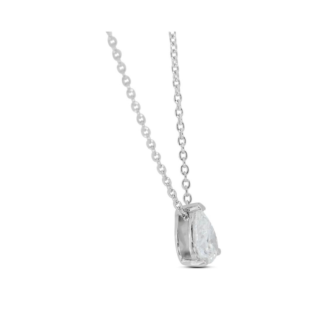 Elegant 1.00ct Pear-Shaped Diamond Solitaire Necklace in 18k White Gold- GIA  In New Condition For Sale In רמת גן, IL
