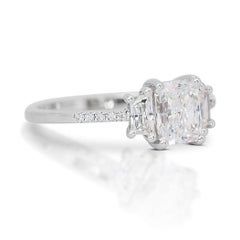 Elegant 1.01 Carat Rectangular Diamond Ring in 18K White Gold