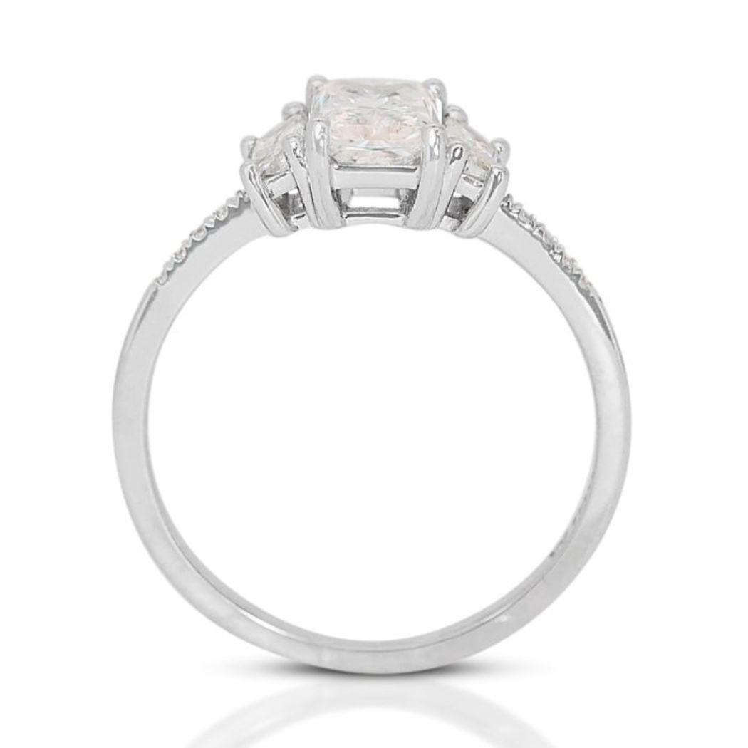 Women's Elegant 1.01 Carat Rectangular Diamond Ring in 18K White Gold