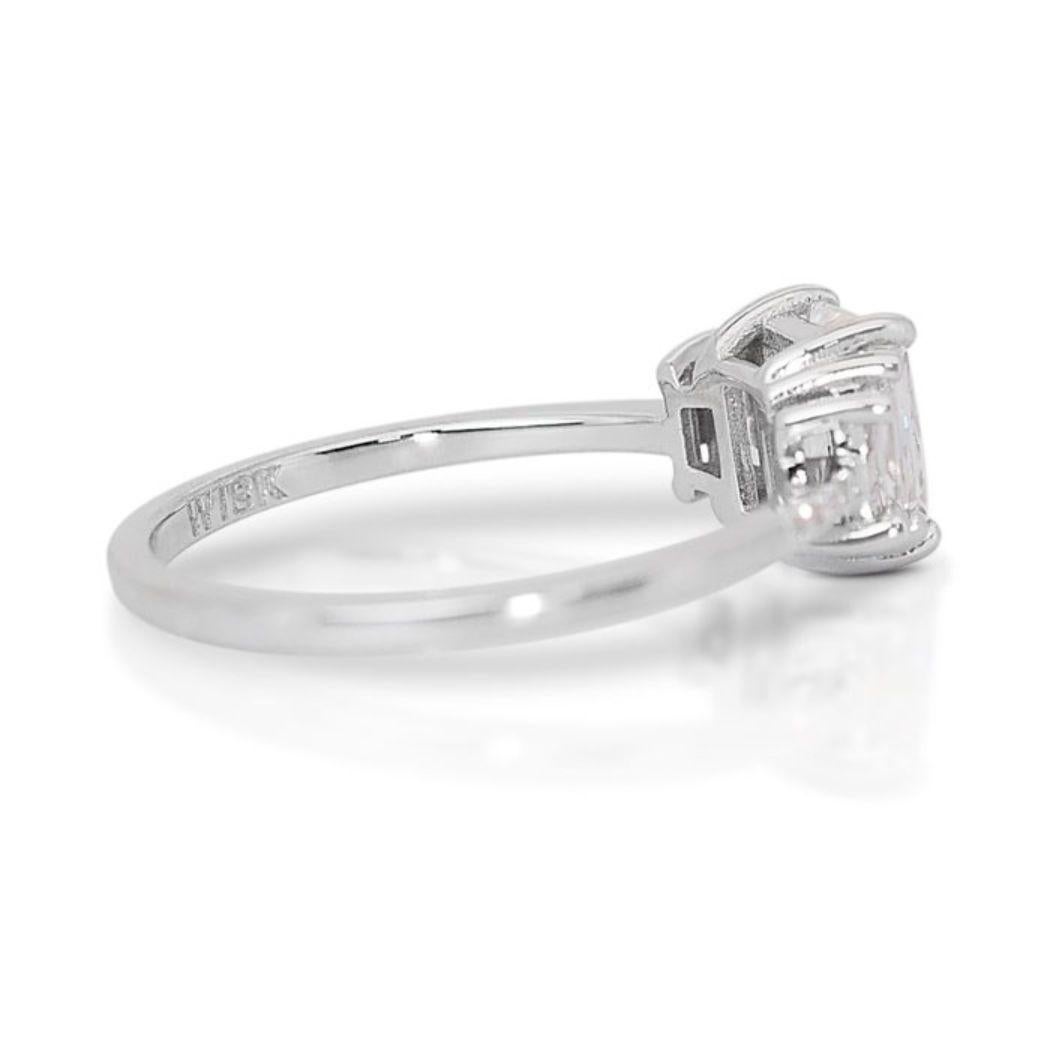 Elegant 1.01 Carat Rectangular Diamond Ring in 18K White Gold 1