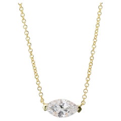 Elegante 1,01 Karat Diamant Solitär-Halskette aus 18 Karat Gelbgold - GIA zertifiziert