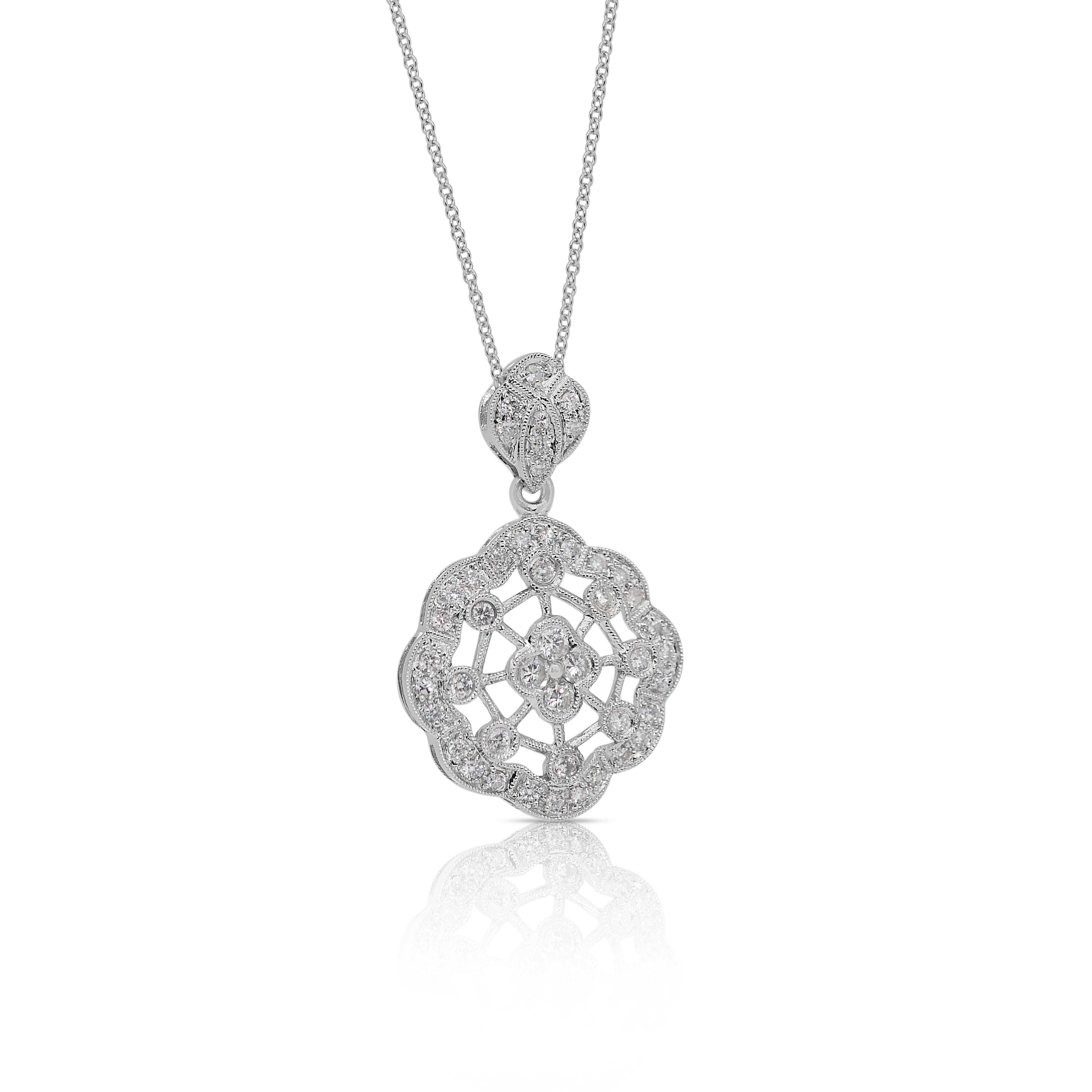 Elegant 1.01ct Diamonds Necklace in 18k White Gold - IGI Certified

Crafted in lustrous 18k white gold, this refined necklace shimmers with 52 round diamonds, totaling 1.01ct. The diamonds radiate a captivating white brilliance, complemented by