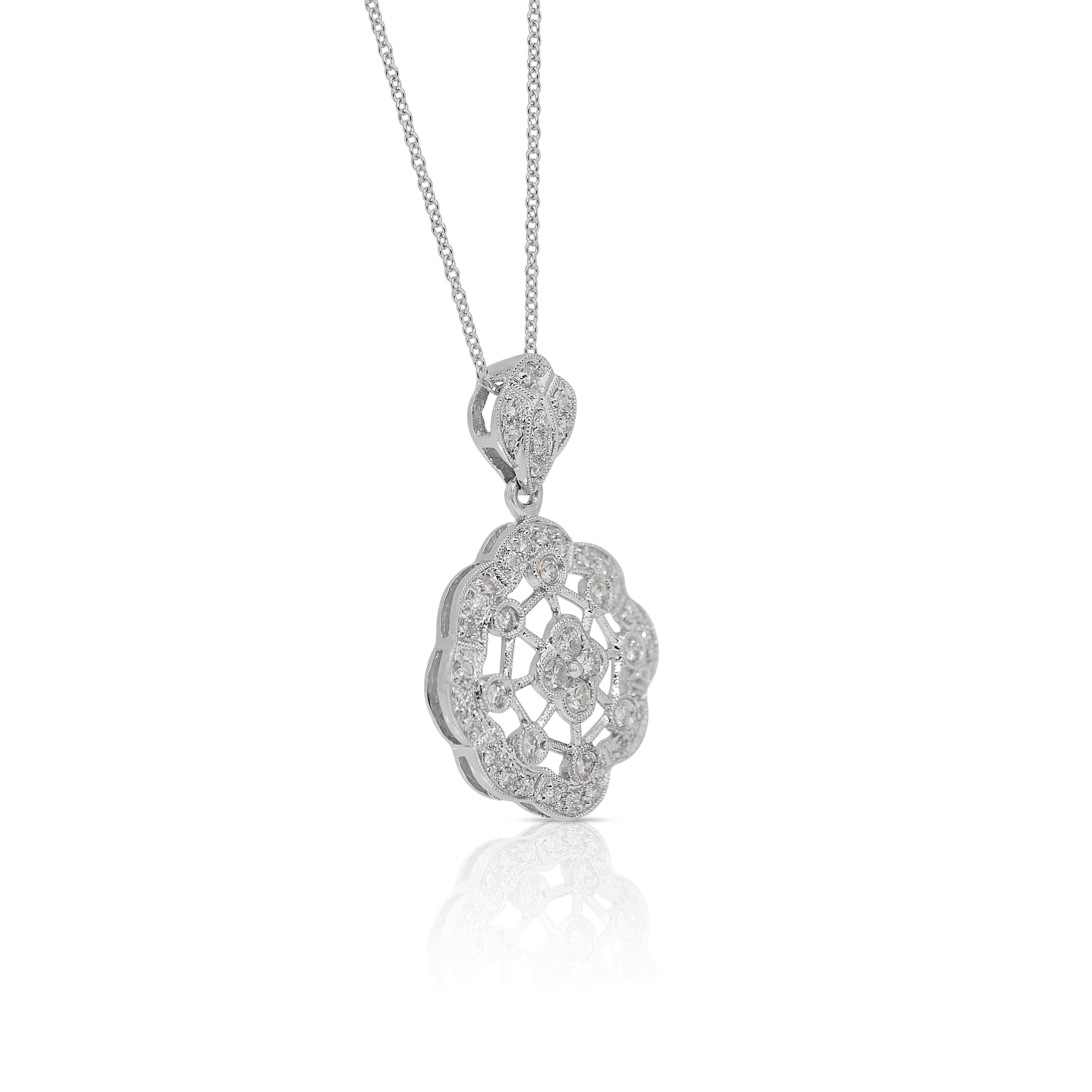 Round Cut Elegant 1.01ct Diamonds Necklace in 18k White Gold - IGI Certified