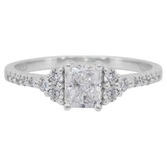 Elegant 1.01ct Diamonds Pave Ring en or blanc 18k - GIA Certified
