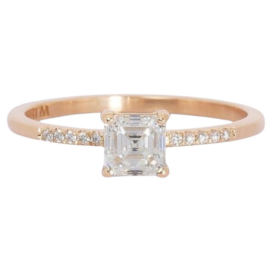 Elegant 1.02 Carat Asscher Diamond Ring For Sale