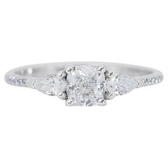Elegant 1.05ct Double Excellent Ideal Cut Diamonds 3-Stone Ring - GIA Certified