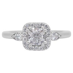 Elegant 1.06ct Diamonds Halo Ring in 18k White Gold - GIA Certified