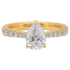 Elegant 1.06ct Diamonds Pave Ring in 18k Yellow Gold - IGI Certified
